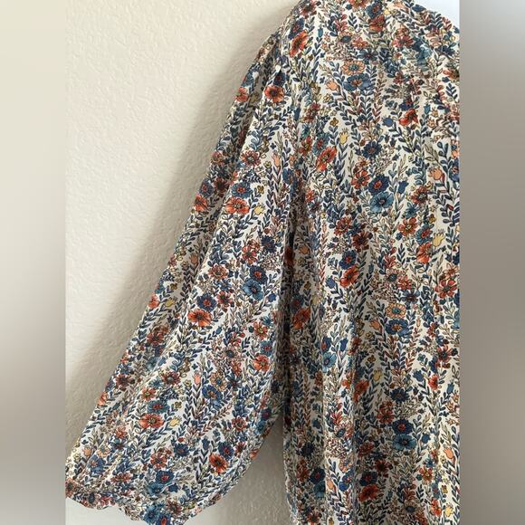 Rose + Olive Floral Boho Blouse 2x - Picture 5 of 11